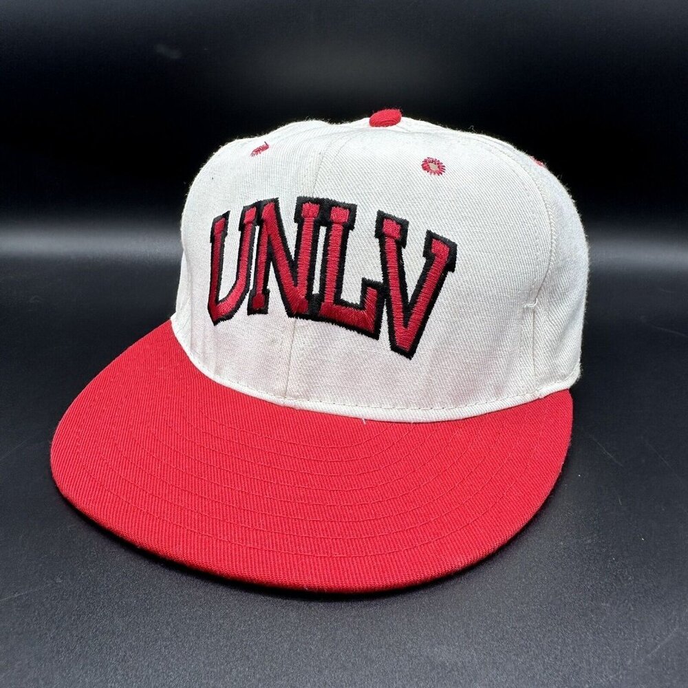 Vintage UNLV Rebels Hat Size 7-3/8 Fitted Pro-Line USA Made White 90s College